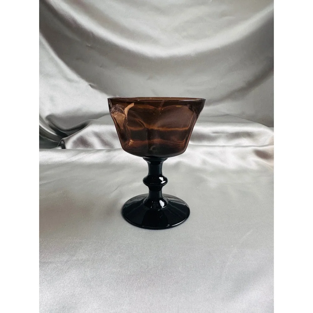 Lenox Antique Brown Champagne Tall Sherbet Glasses Set of 6 Black Stem Vintage